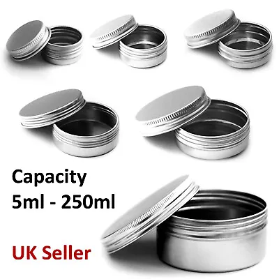Buy 5ml-50ml Metal Storage Tin Jar Small Round Craft Stash Pot Lip Balm Cosmetics • 42.99£