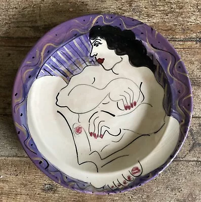 Buy Karen Atherley 1991 Signed Nude Woman Large Ceramic Bowl  24cm. Art Pottery. UK • 78£