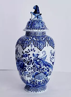 Buy Antique DELFT BLUE &  WHITE LIDDED VASE GINGER JAR By ROYAL MOSA HOLLAND • 126.74£