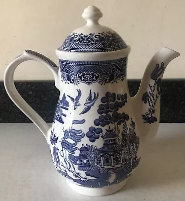 Buy Willow Pattern Coffee Tea Pot Blue White Churchil Large Vintage Country Kitchen • 35£