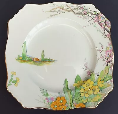Buy Vintage Decorative Square Shape Cake Plate Royal Winton Grimwades Floral Pattern • 12£