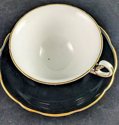 Buy Foley China Tea Cup And Saucer Black With Gold Trim Made In England. Vintage • 27.95£