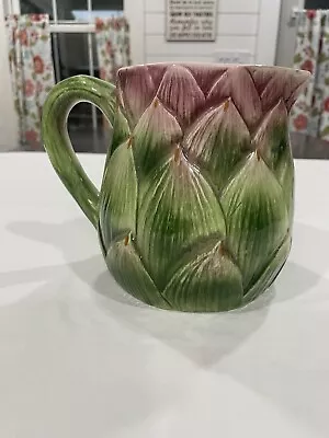 Buy Vintage Artichoke Pitcher Hand Painted Italian Pottery Ceramic 6” Tall • 37.23£