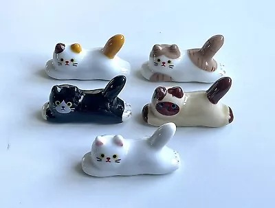Buy Japanese Style Ceramic Lovely Warped-tail Cats Set Of 5 Ornament 陶瓷萌貓五件套 • 12.90£