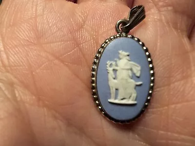 Buy Small Wedgwood Blue Jasperware Sterling Silver Pendant In Used Condition • 7.95£