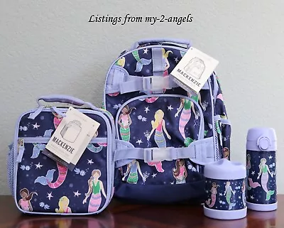 Buy Pottery Barn Kids 4pc NAVY MERMAID Small Backpack Lunch Box Water Bottle Thermos • 149.06£