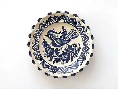 Buy Antique Heavy & Solid Blue & White Glazed Pottery Wall Dish Plate • 250£