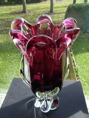 Buy Vintage Czech Bohemian Chribska Sommerso Art Glass Vase Josef Hospodka  • 45£