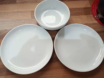 Buy 3 QUEENS JAMIE OLIVER WHITE 1 Bowl. 2 Plates VGC • 12£