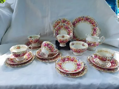 Buy ROYAL ALBERT ENGLISH BONE CHINA  SERENA  ROSES PATTERN 20 PIECE TEASET C1940`s • 50£