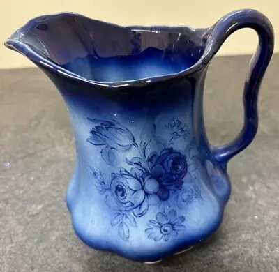 Buy Vintage Staffordshire Pottery Blue Jug Pitcher Floral Rose • 15£