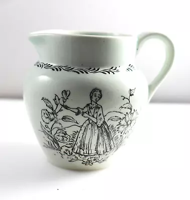 Buy Adams Calyx Ware Milk Jug The Piper Garden Lady Pattern Rare Black Transferware • 29.95£