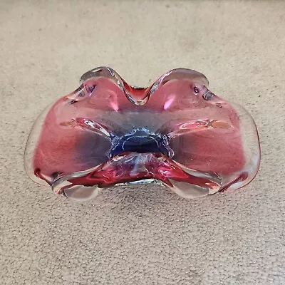 Buy Chribska Glassworks Heavy Glass Crystal Dish, Pink Czech Hospodka • 20£