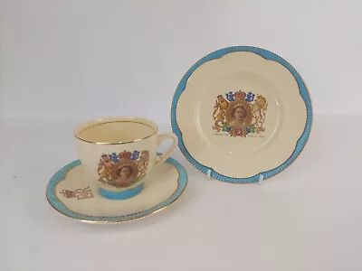 Buy Clarice Cliff Tea Cup Trio Coronation Queen Elizabeth Ll In 1953 Blue S893 • 40£