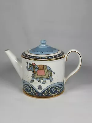 Buy Wedgewood Blue Elephant Teapot Bone China White Gold Rim Floral Ceramic With Lid • 135.36£
