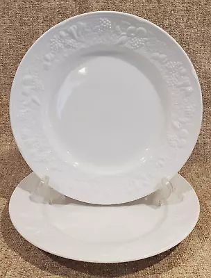 Buy 2 HARVEST BORDERS Martha Steward White DINNER PLATES Embossed MACY'S 4 Available • 17.70£