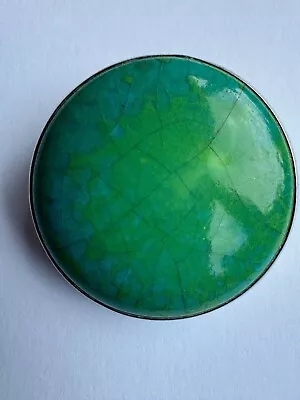 Buy Antique Ruskin Pottery Jade Green Ceramic Roundel Broach, Sterling Silver • 99.95£