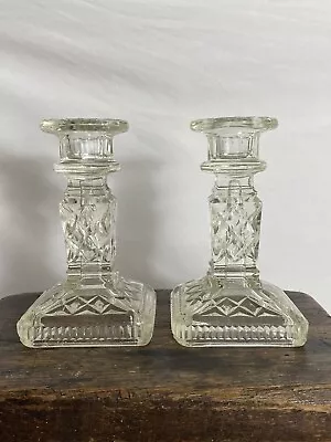 Buy 2 Vintage Glass Candlestick Holders. 1950s 3” VGC • 18£