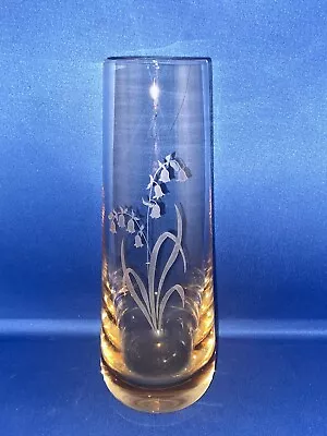 Buy CAITHNESS GLASS VASE ‘Bluebells’ DESIGN ETCHED AMBER/RUST 20cm High • 8.99£