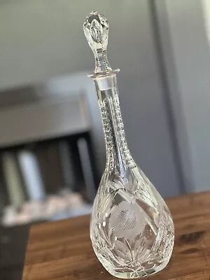 Buy Beautiful Vintage Thin Stemmed Cut Glass Lead Crystal Decanter • 9£
