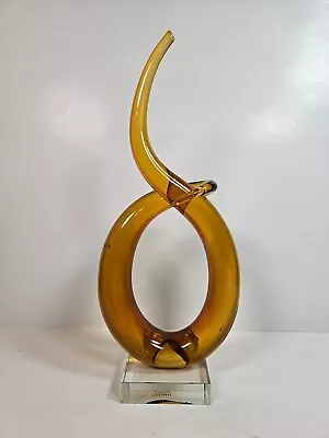 Buy MURANO GLASS LOVE KNOT Studio Hand Blown Sculpture Art Honey Amber Color ITALY • 42.94£