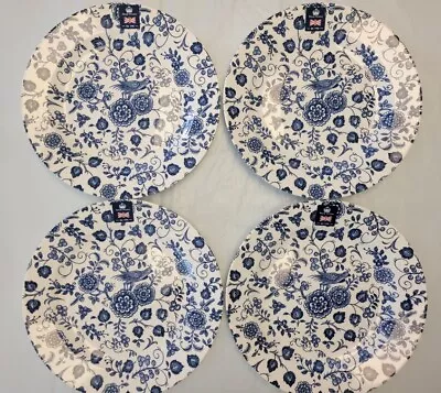 Buy 4 Royal Wessex Nankin Blue  & White Floral Bird 10” Dinner Plates • 49.38£
