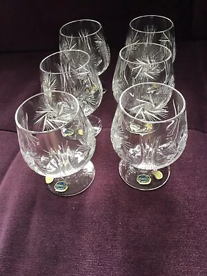 Buy 6 Bohemia Crystal Rum Glasses - Pin Wheel Design • 20£