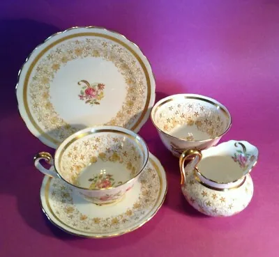 Buy New Chelsea Staffs - Cup Saucer Plate Trio - Sugar & Creamer - Gold - England • 46.55£