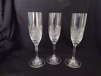 Buy Three Signed- Edinburgh Crystal - Clyde Cut - 8 1/4   21 Cm Champagne Flutes. • 35£