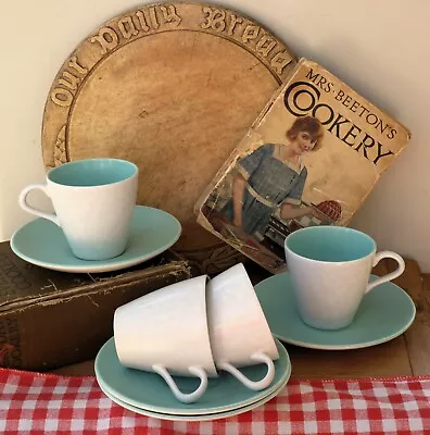 Buy Poole Pottery Twintone Ice Green Seagull Tea Coffee Cups & Saucers X 4 • 18.99£