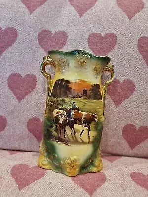 Buy ANTIQUE L&SONS LTD HANLEY STAFFORDSHIRE POTTERY VASE Cows Amd Farmer • 17.99£