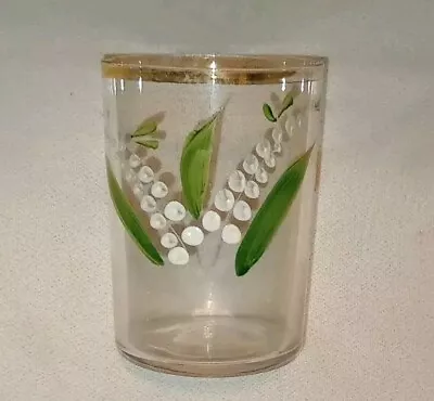 Buy Antique Drinking Glass Tumbler HAND PAINTED Lilies Of Valley Vintage 1920s 1930s • 11.18£
