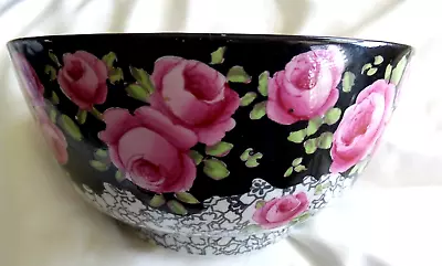 Buy Rare Bisto English Pottery Bowl Handpainted Roses Intricate  1930 • 271.81£