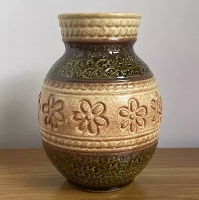 Buy Vintage BAY Keramik West German Vase Green Flower Design • 11.99£