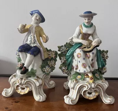 Buy Chelsea Gold Anchor Porcelain Musician Man & Woman Figurines • 173£