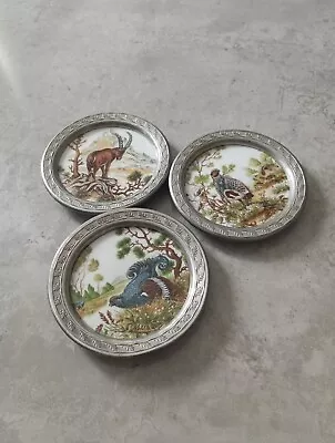 Buy Vohenstrauss Bavarian German China Set Of 3!Wildlife Coasters/ Hangings • 15£