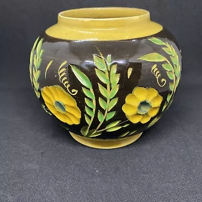 Buy Folk Art Carved Slipware Earthenware Pottery Bowl Floral Vintage Middle Eastern • 19.99£