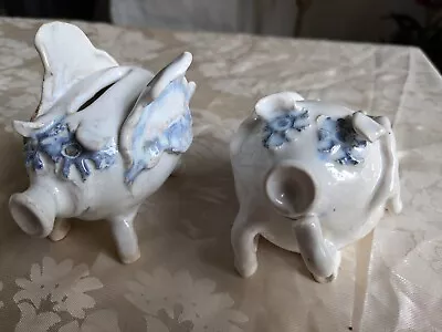 Buy Handmade Pottery Piggy Banks X2, Made In Swansea, South Wales, United Kingdom. • 12£