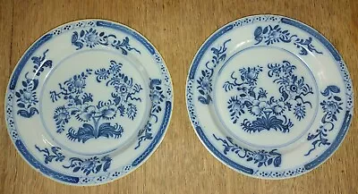 Buy Pair Delft Blue & White 18th Century Plate Plates Circa 1760 Chinese Decoration • 90£