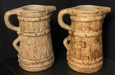 Buy VGC Vintage 2 X HILLSTONIA Moira Pottery PITCHER Jugs  -Tree Bark Design - Pair • 2£