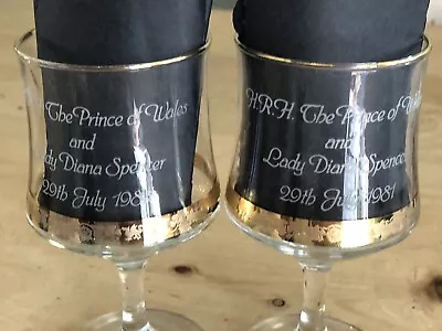 Buy Prince Charles &Lady Di  Commemorative Glasses Royal Wedding 1981 • 5£
