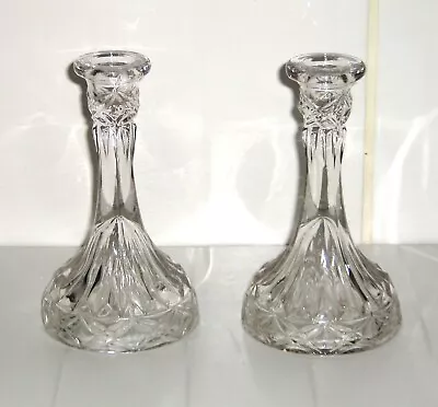 Buy Vintage Glass Candle Holders / Candlestick 6 1/4  High • 10£