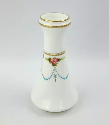 Buy Antique George Jones Crescent China 14cm Bud Vase -Pink Roses & Turquoise Enamel • 24£
