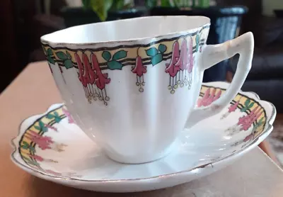 Buy Vintage  Burslem Parrott And Company Bone China Fluted Cup And Saucer • 6.99£