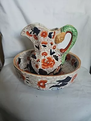 Buy Vintage Reproduction Mason's Ironstone Style Large Hydra Jug & Bowl Set • 40£