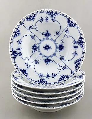 Buy Royal Copenhagen Porcelain Blue Fluted Full Lace 23cm 9” Soup Plates 1079 X 6  • 425£