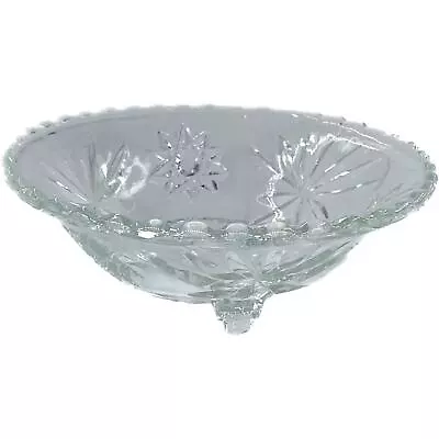 Buy Vintage Pressed Clear Glass Bowl Anchor Hocking 3 Feet Star Of David Candy Dish • 8.84£