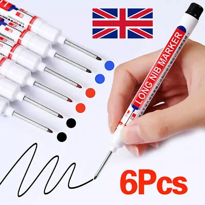 Buy 6pc Long Head Markers Woodworking Decoration Multi-purpose Deep Hole Marker Pens • 3.65£