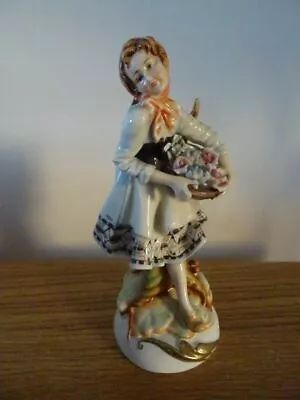 Buy Capodimonte Figure Of A Girl With A Basket Of Flowers • 17.95£