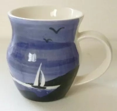 Buy BEN THOMAS HORNSEA POTTERY Hand Painted PORCELAIN MUG Yacht Boat Scene • 16.99£